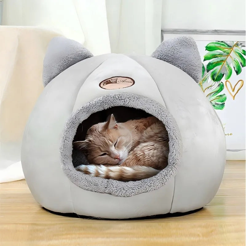 Pet bed with cat ears cat bed for small medium large cats Keep warm in winter Comfortable and soft Machine washable