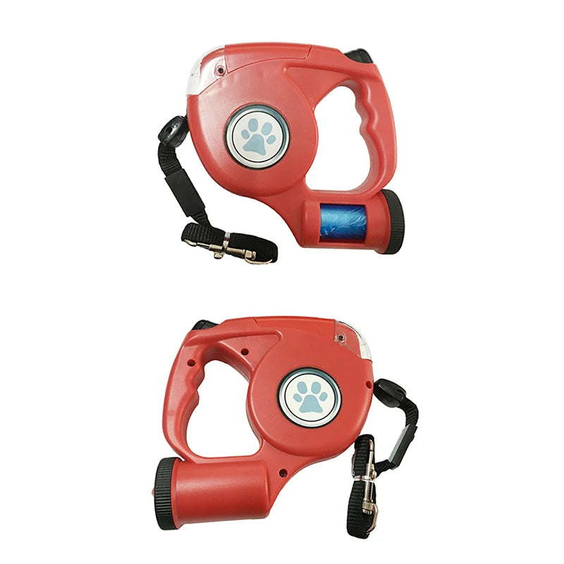 LED Dog Leash With Garbage Bag Automatic Pet Leash for Dogs Cats Night Travel Safety Pet Traction Rope 4.5M Dog Accessories