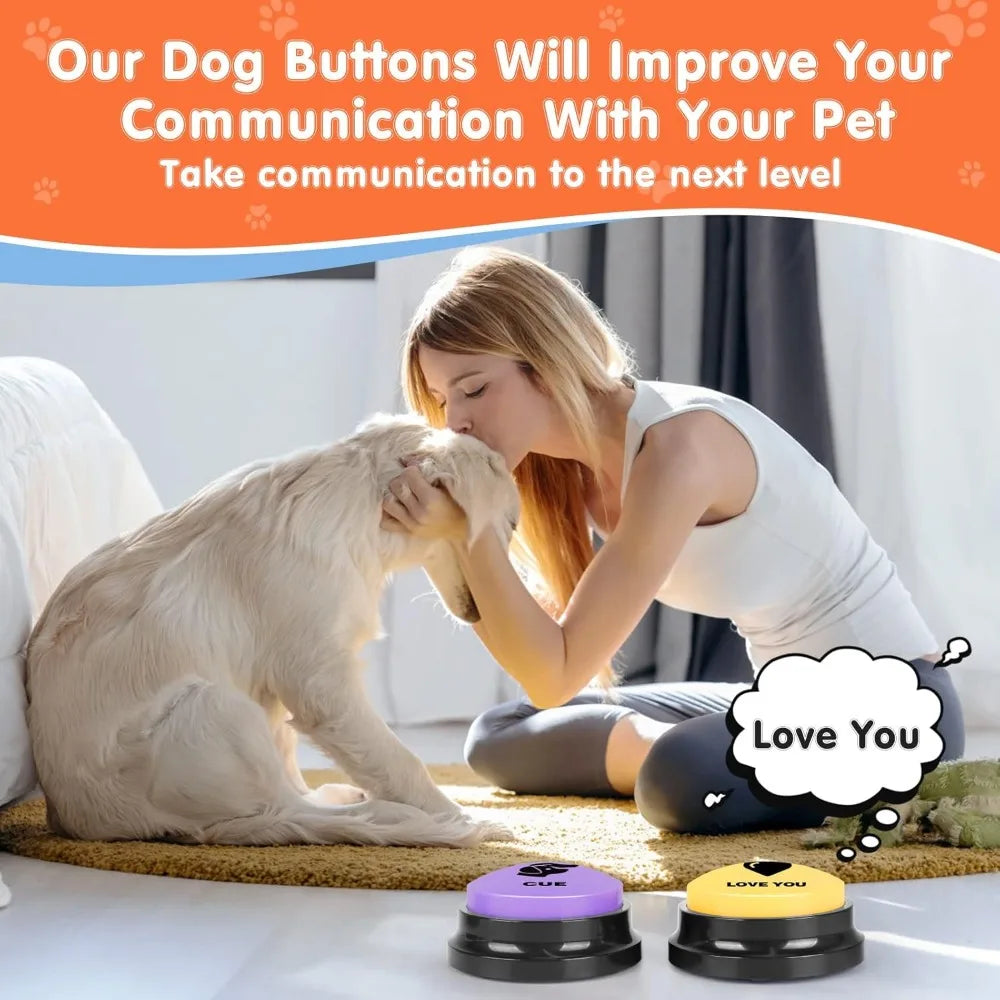 Dog Buttons for Communication,Talking Buttons for Dogs,8 Recordable Sound Buttons + 24 Scene Patterns + 1 Dog Button Mat+ 16 AAA