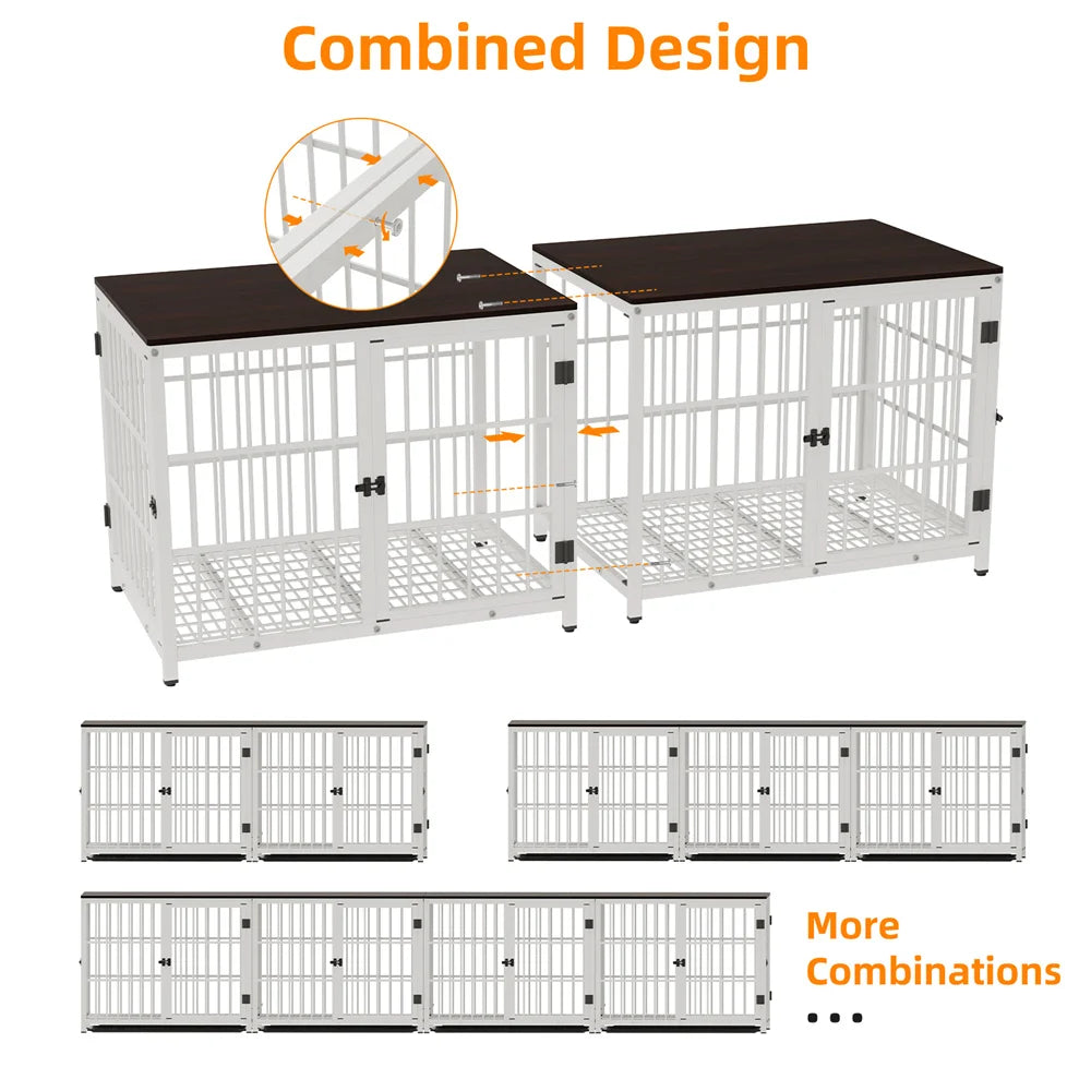 Large Wooden Dog Crate Indoor Furniture Style Elevated Pet Dog Cage Ke ...