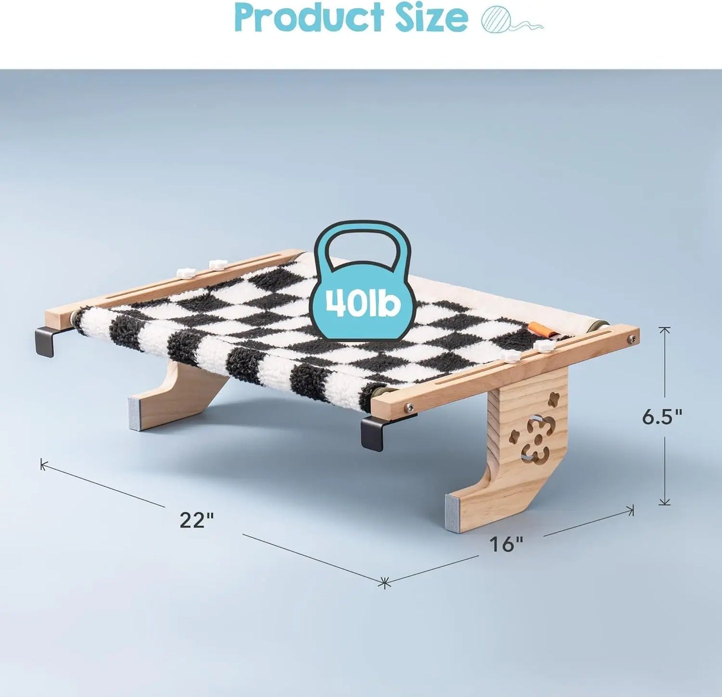 Mewoofun Cat Window Perch Wood Metal Frame Easy to Assemble for Windowsill Bedside Drawer and Cabinet More Beige Chessboard