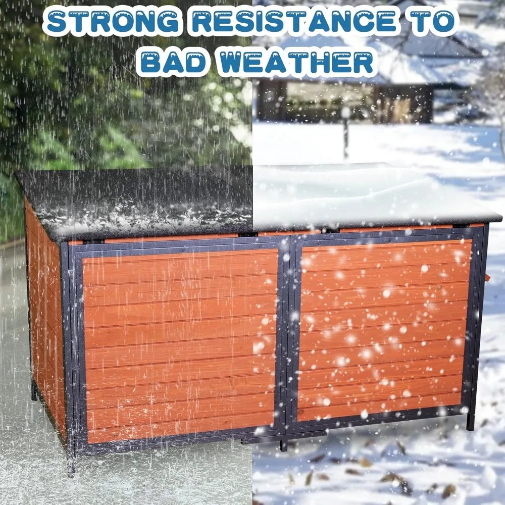 Extra Large Dog House Outdoor 59.1 L Outside Insulated Dog Kennel Weatherproof Winter, 6 Sides All-Round Foam for Small Medium L