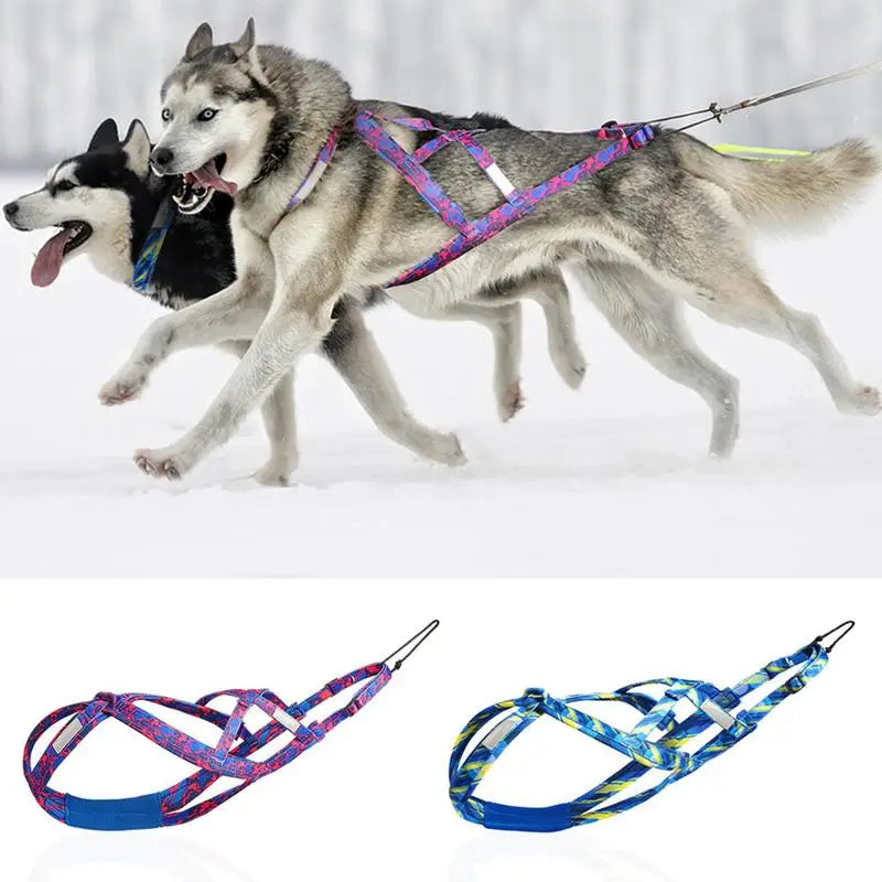 Pet Sledge Harness for Small Large Dogs Reflective Dog Harness Vest Weight Pulling Sledding Harnesses Mushing X Back Chest Strap