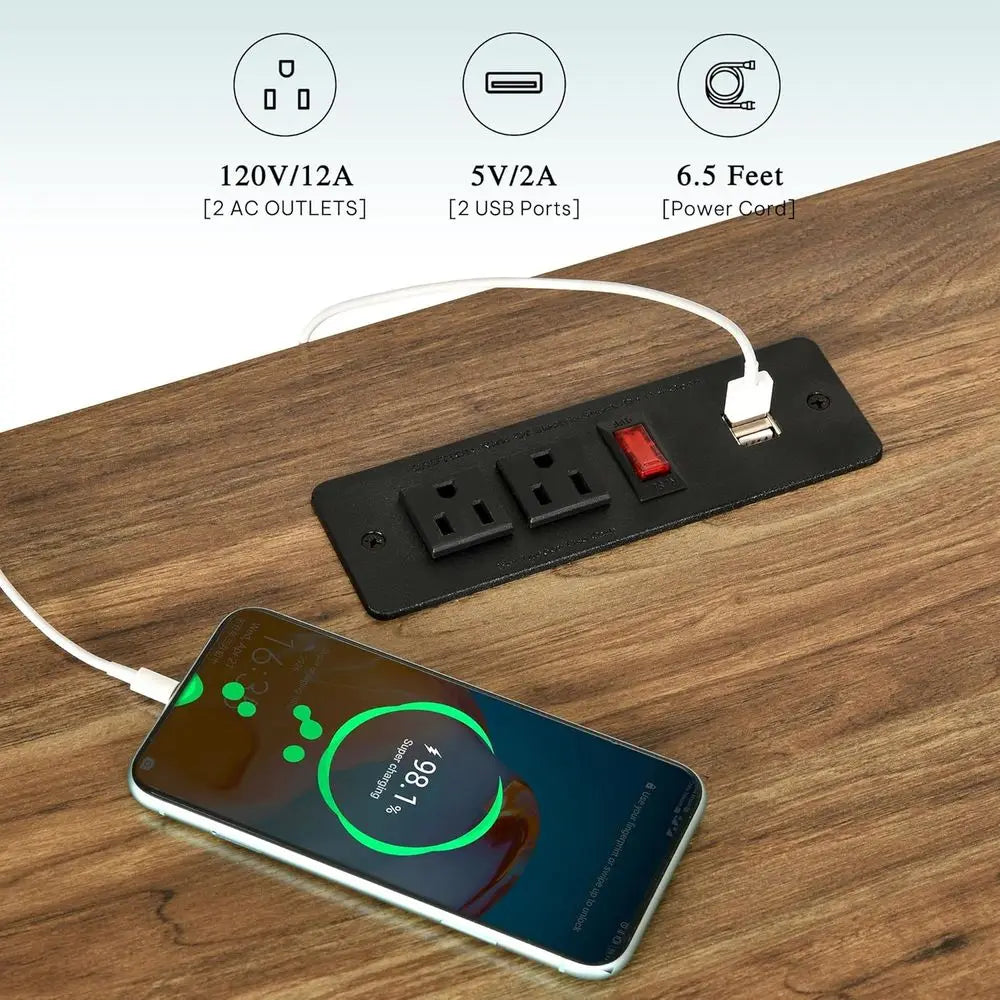 63 Inch Double Dog Crate TV Stand with Charging Station, Heavy Duty Wooden Cage Furniture for 2 Dogs, Dog Kennel Indoor Furnitur